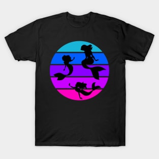 Mermaids Swimming in a Pink, Purple, and Blue Ocean T-Shirt